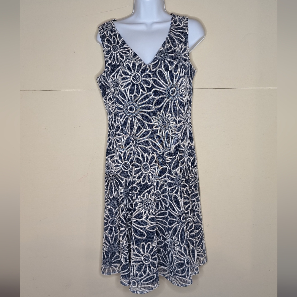 Tommy Hilfiger Fit And Flare Sleeveless Dress Daisy Print Midi - Picture 2 of 9